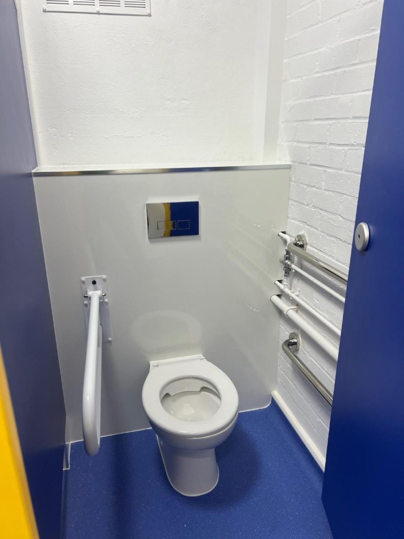 Assisted WC with grab rails and support arms