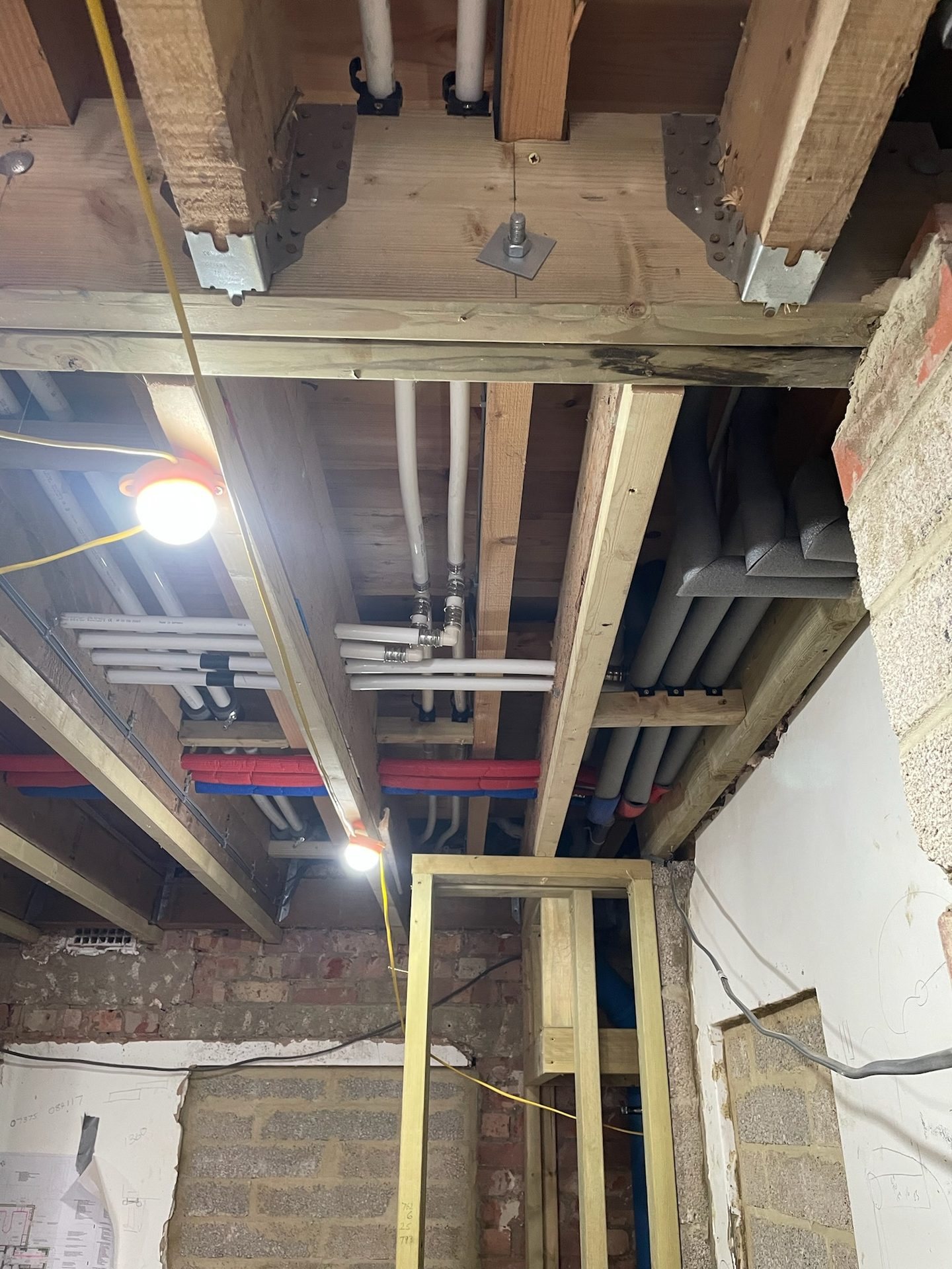 Pipework through the structure